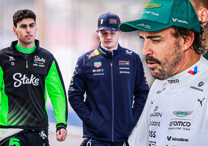 Alonso, Verstappen, Bortoleto, socials