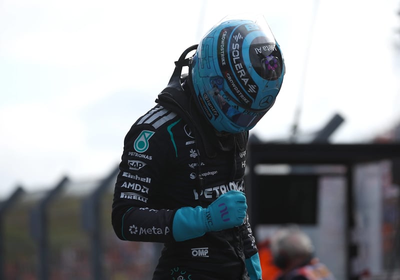 Russell pakt winst tijdens Sprint op Zandvoort, Verstappen krijgt niets uit hoge hoed