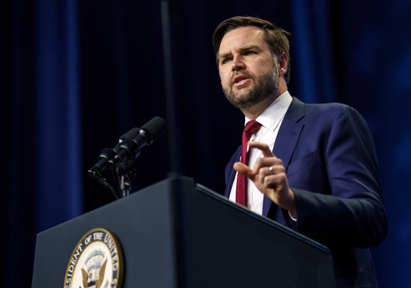 An image of USA Vice President JD Vance giving a speech