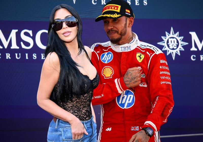 Kim Kardashian calls Lewis Hamilton live in the paddock after landmark Barcelona GP victory