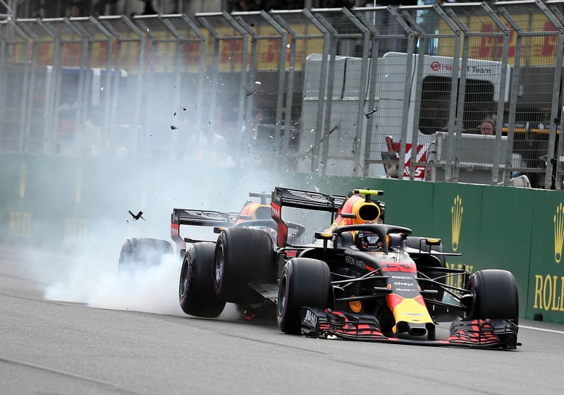 Verstappen and Ricciardo crash in Baku