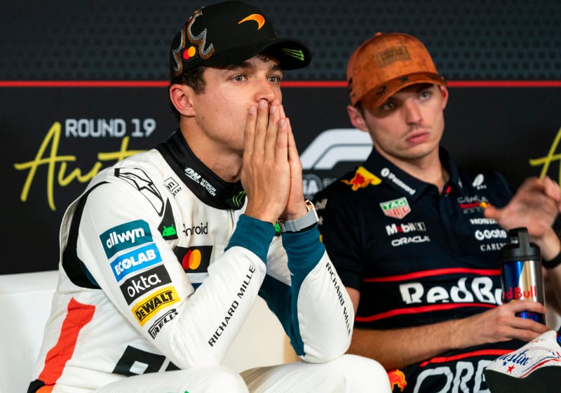 Lando Norris with Max Verstappen in the background