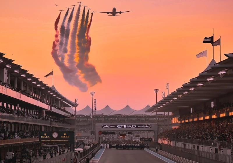 Sunset track picture of F1's Abu Dhabi GP. Image Credit: SportsBreaks