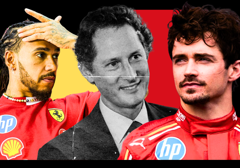 Charles Leclerc and Lewis Hamilton look really far from impressed at Ferrari chairman John Elkann