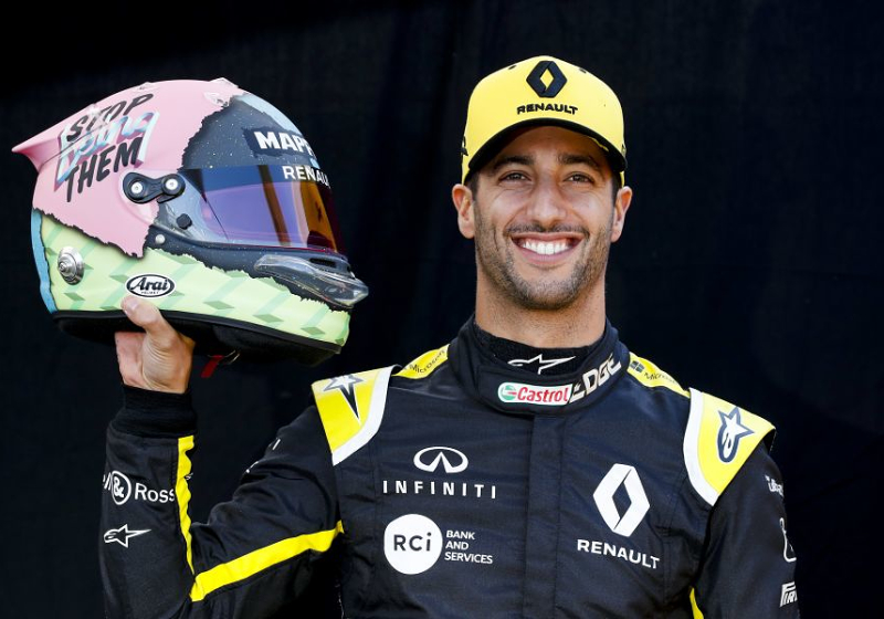 What does Ricciardo's 'Stop Being Them' helmet message mean?