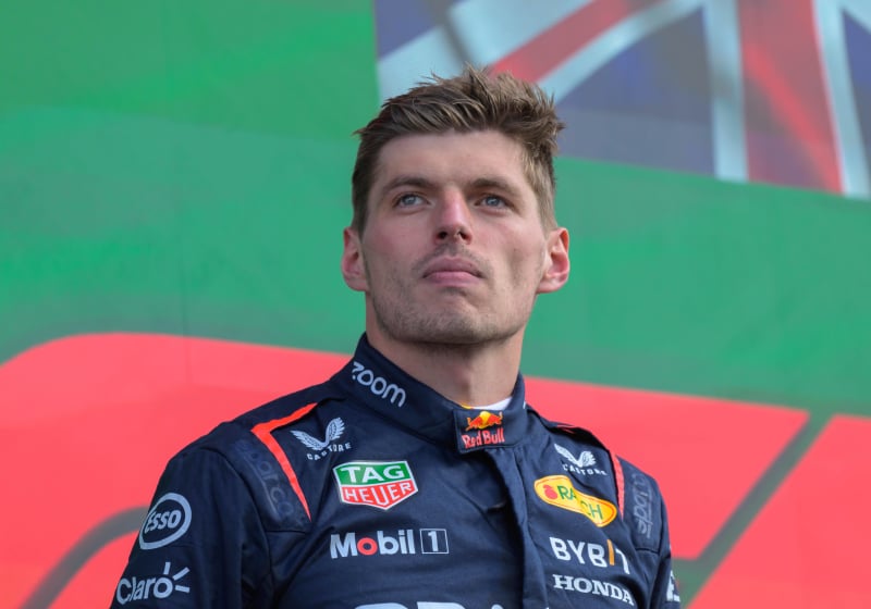Max Verstappen on the podium in Zandvoort