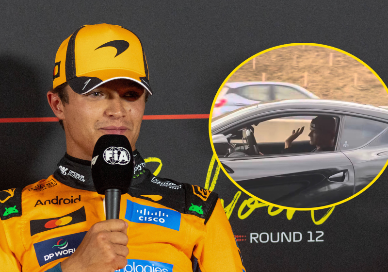 Fan ziet Norris op Engelse snelweg rondscheuren in Ferrari: 'Dat is Lando Norris!'