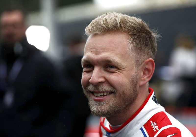 Magnussen takes sensational pole as Russell crashes out amid rain chaos