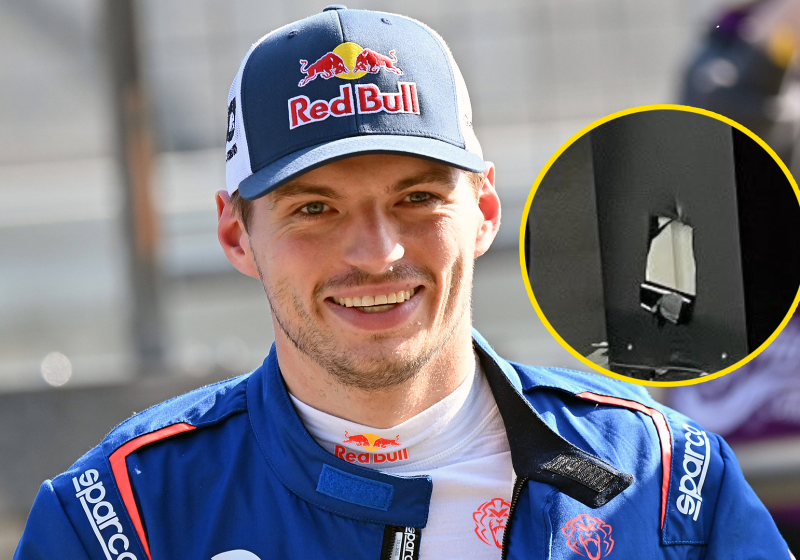 Verstappen beschadigt per ongeluk paal in mediapen na race in Suzuka