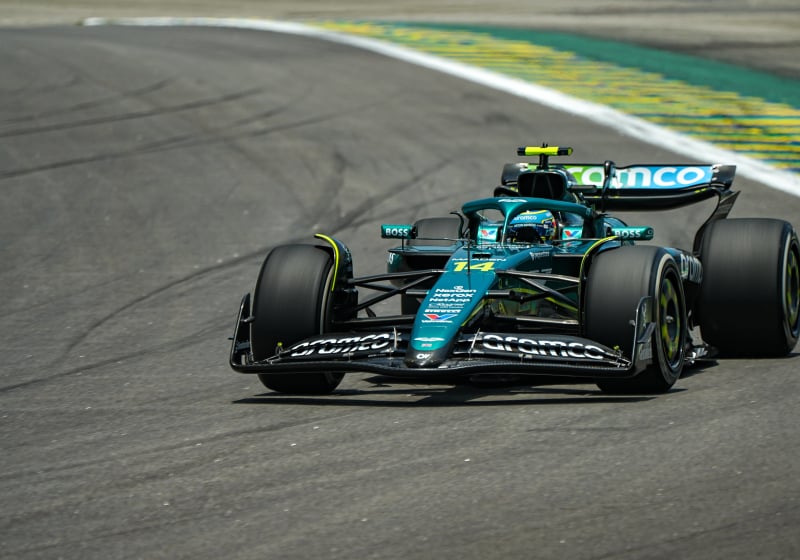 Alonso during practice at Interlagos