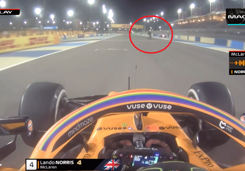 Norris schrikt van marshall op de baan: "Er rent iemand over het circuit!"