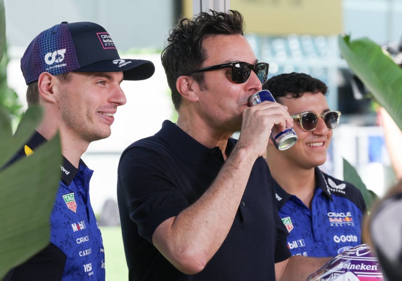 Jimmy Fallon bezoekt Miami Grand Prix en neemt sketch op met Verstappen