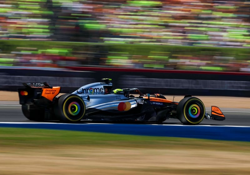 Norris during FP1 at Silverstone
