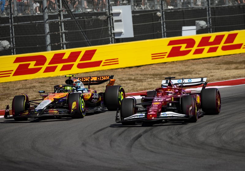 Norris and Leclerc fighting for P2 at COTA