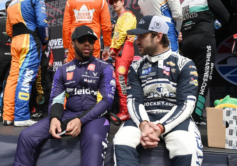 An image of NASCAR drivers Bubba Wallace and Daniel Suarez
