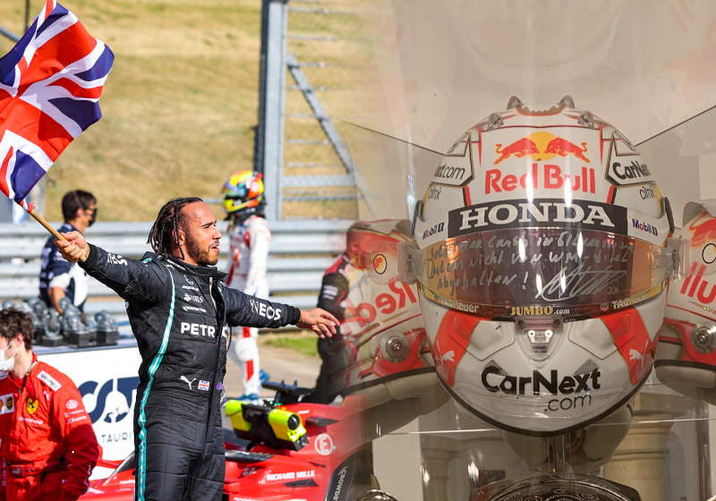 Marko heeft helm Verstappen uit 2021 in 'kunsthotel' staan met boodschap erop