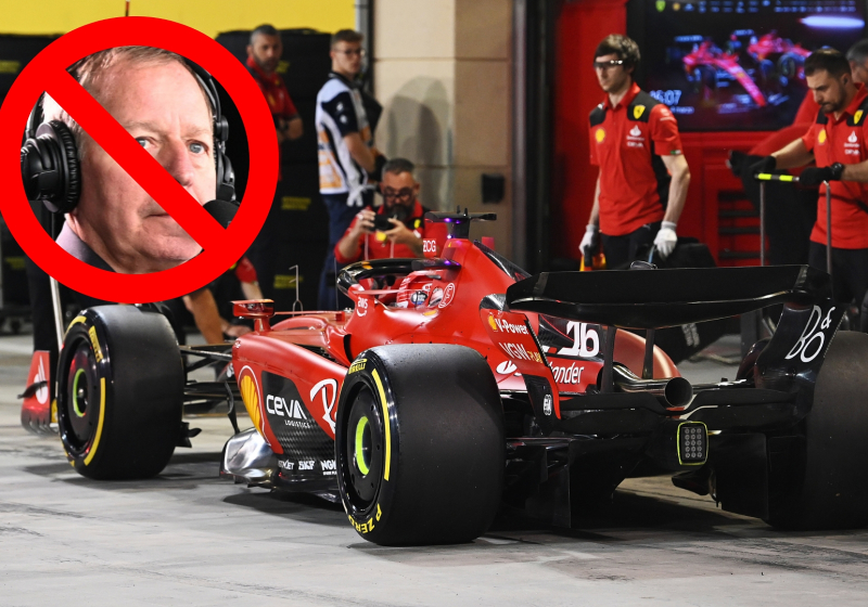 Ferrari BLOCK Brundle from seeing car on grid in bizarre scenes