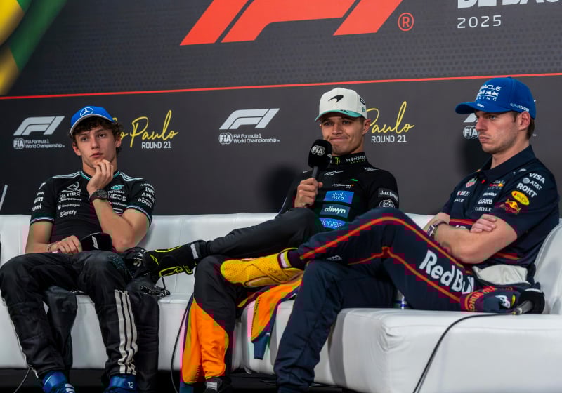 Antonelli, Norris, Verstappen, Brazil 