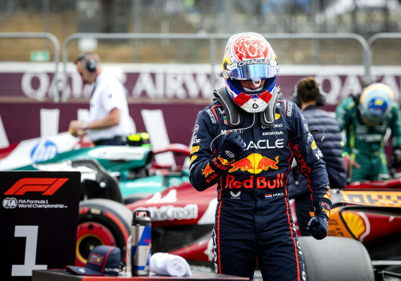 Verstappen celebrates pole at Silverstone