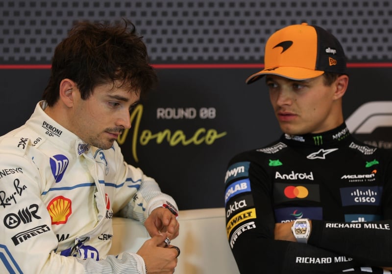 Charles Leclerc, Lando Norris, Ferrari, McLaren, Monaco, 2025