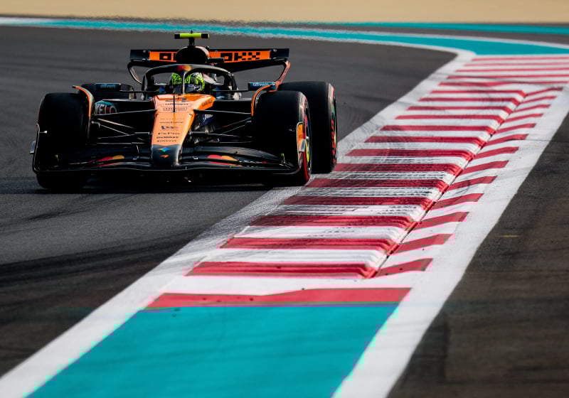 Norris during practice in Abu Dhabi