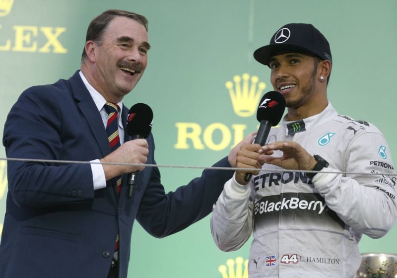 Nigel Mansell and Lewis Hamilton in 2014