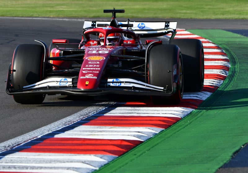 Leclerc during practice in Mexico