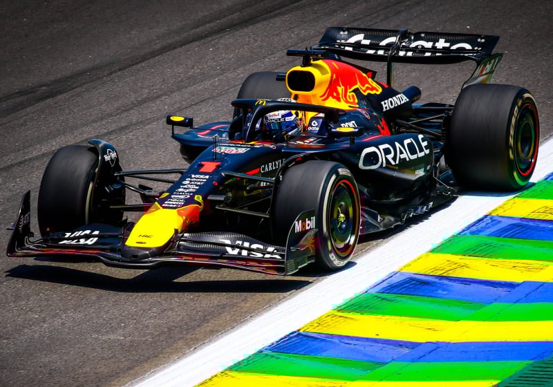 Verstappen during practice at Interlagos