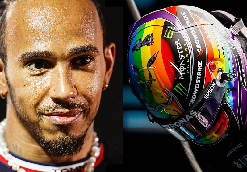 Hamilton neemt risico in Qatar met verboden LGBTQ+-helm
