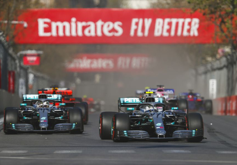 Mercedes set new F1 record as Bottas leads Hamilton home in Baku