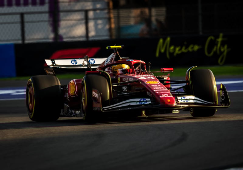 Hamilton during practice in Mexico