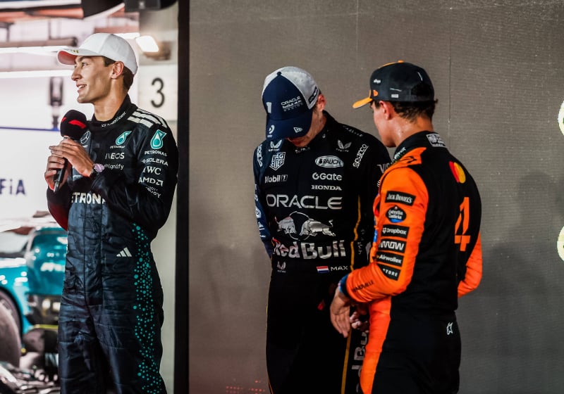 Russell, Verstappen and Norris in Singapore
