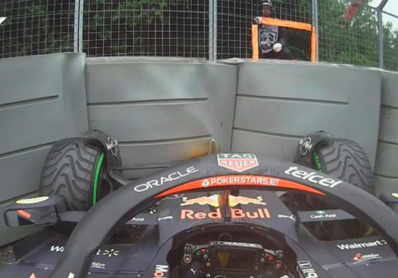 Checo Pérez choca en la Q2 del GP de Canadá