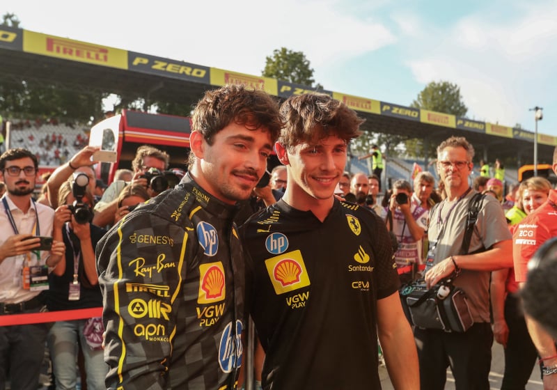 Charles Leclerc embraces his brother Arthur Leclerc