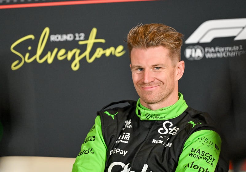 Hulkenberg during press conference at Silverstone