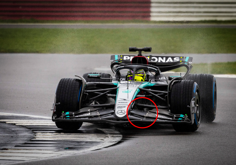 Mercedes lijkt reglementen te omzeilen met handigheidje op nieuwe voorvleugel