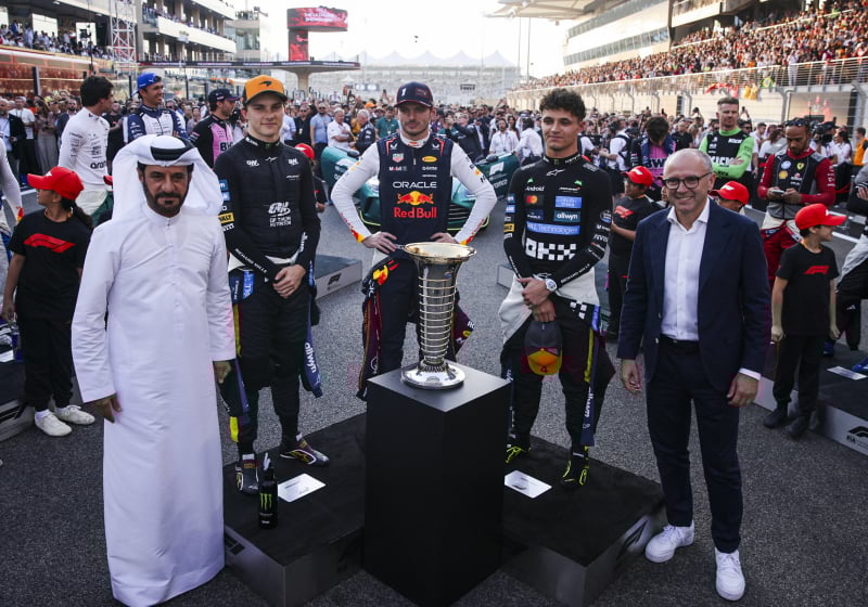 Domenicali, Ben Sulayem, Piastri, Verstappen, Norris, generic, 2025