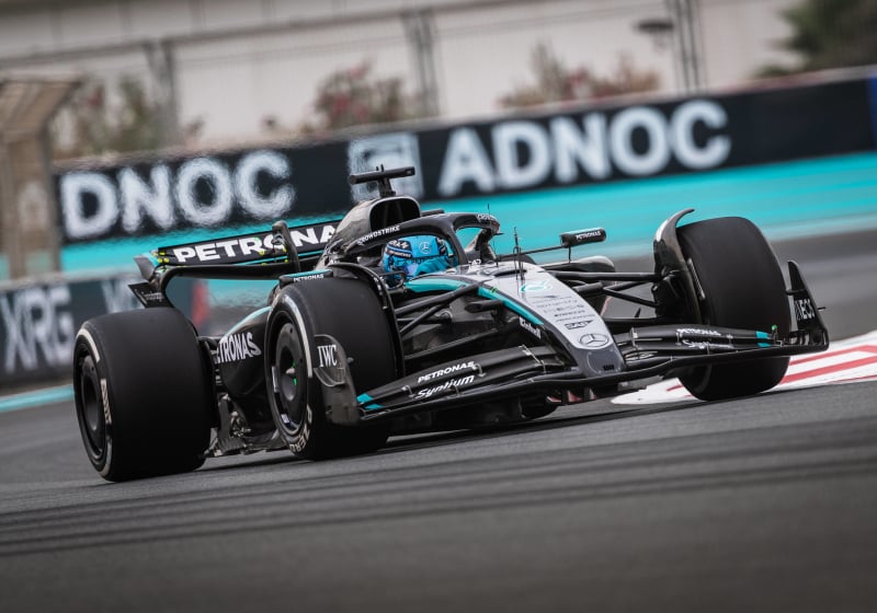 Russell during practice in Abu Dhabi