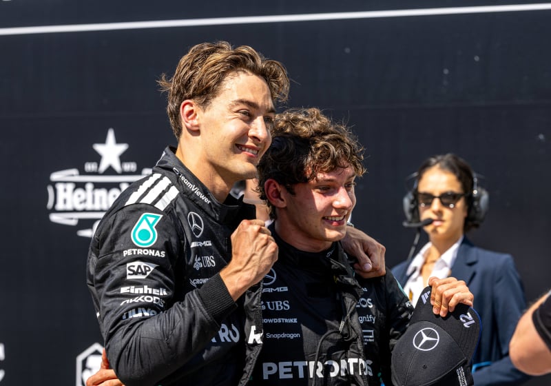 George Russell and Kimi Antonelli