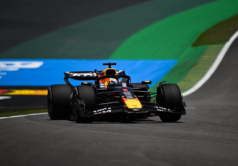 Verstappen during practice at Interlagos