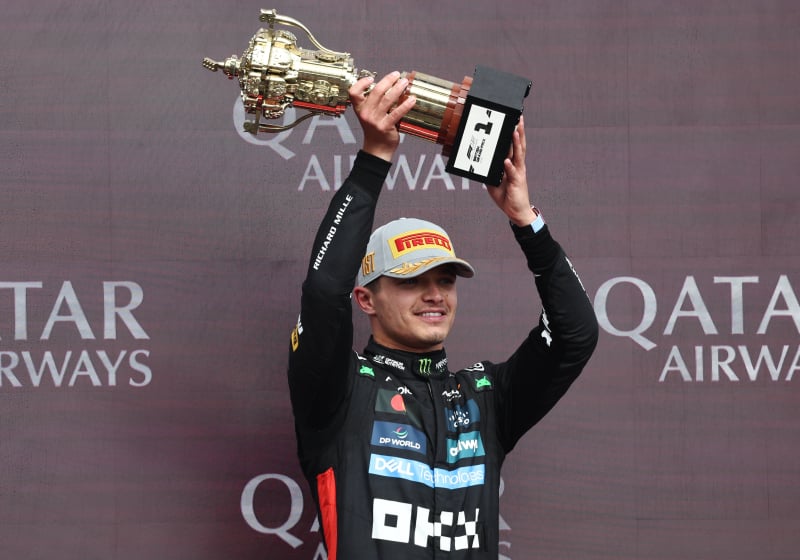 lando norris celebrates at silverstone