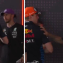 VIDEO: Hamilton zoekt Verstappen op in mediapen terwijl Nederlander interview geeft